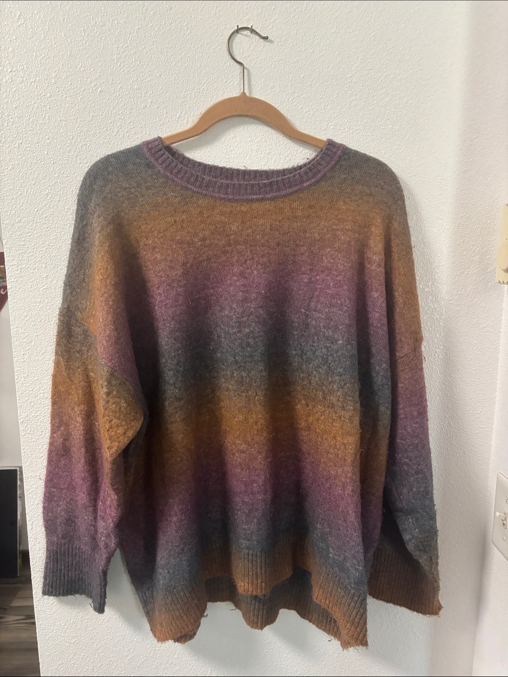 Old Navy Ombre Crewneck Sweater - Purple, Gray, Brown, Gold